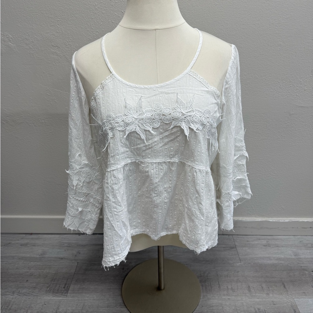 POL White Boho Blouse - Size M